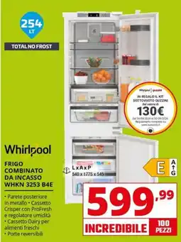 Comet Whirlpool FRIGO COMBINATO DA INCASSO WHKN 3253 B4E offerta