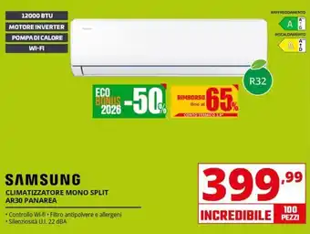 Comet SAMSUNG CLIMATIZZATORE MONO SPLIT AR30 PANAREA offerta