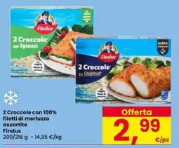 Interspar 2 Croccole con 100% filetti di merluzzo assortite Findus offerta