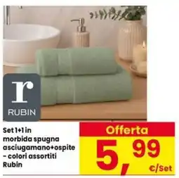 Interspar Set 1+1 in morbida spugna asciugamano+ospite - colori assortiti Rubin offerta