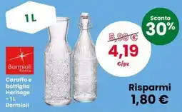 Interspar Caraffa e bottiglia Heritage Bormioli offerta