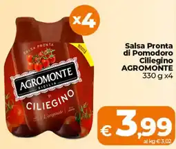 Ipercoop Salsa Pronta di Pomodoro Ciliegino AGROMONTE offerta