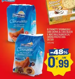 Ard Discount 8 cornetti sfornasole con crema al cioccolato e nocciole/albicocca/ crema pasticcera offerta