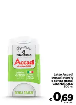 Ipercoop Latte Accadi senza lattosio e senza grassi GRANAROLO offerta