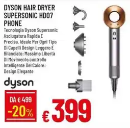 IperFamila Dyson Hair Dryer Supersonic HD07 Phone offerta