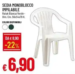 IperFamila Sedia Monoblocco Impilabile Ratak offerta