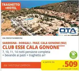 IperFamila CLUB ESSE CALA GONONE**** offerta
