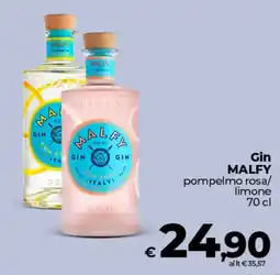 Ipercoop Gin MALFY pompelmo rosa/limone offerta