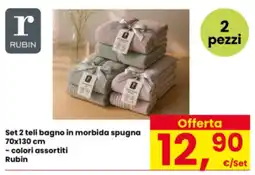 Interspar Set 2 teli bagno in morbida spugna Rubin offerta
