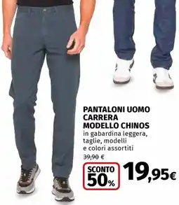 Ipercoop Pantaloni uomo carrera modello chinos offerta