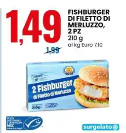 Eurospin FISHBURGER DI FILETTO DI MERLUZZO, 2 PZ offerta