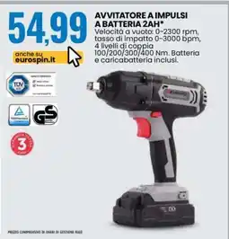 Eurospin AVVITATORE A IMPULSI A BATTERIA 2AH offerta