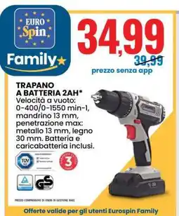 Eurospin TRAPANO A BATTERIA 2AH offerta