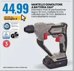 Eurospin MARTELLO DEMOLITORE A BATTERIA 2AH offerta