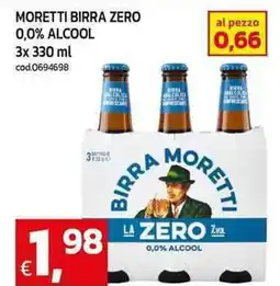 C+C Cash and Carry Moretti birra zero 0,0% alcool offerta