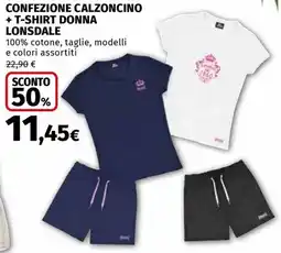 Ipercoop Confezione calzoncino + t-shirt donna lonsdale offerta