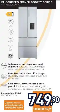 Unieuro Haier FRIGORIFERO FRENCH DOOR 70 SERIE 5 HFR5720EWMG offerta