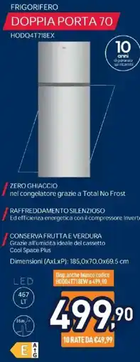 Unieuro Hoover frigorifero doppia porta 70 offerta