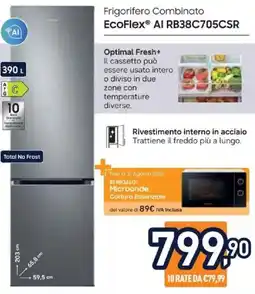 Unieuro SAMSUNG Frigorifero Combinato EcoFlex AI RB38C705CSR offerta
