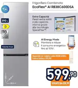 Unieuro SAMSUNG Frigorifero Combinato EcoFlex AI RB38C600DSA offerta