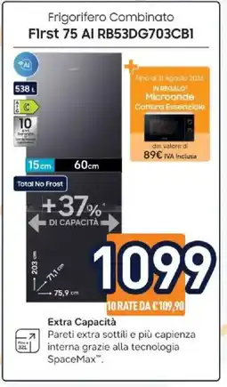Unieuro SAMSUNG Frigorifero Combinato First 75 AI RB53DG703CBI offerta
