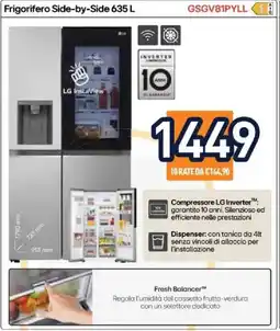 Unieuro LG Frigorifero Side-by-Side 635 L offerta