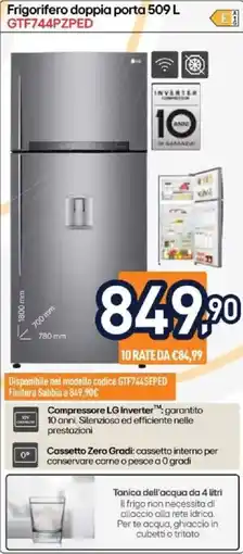Unieuro LG Frigorifero doppia porta 509 L GTF744PZPED offerta