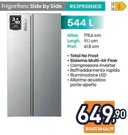 Unieuro Hisense Frigorifero Side by Side RS3P558NEIE offerta