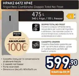 Unieuro Hotpoint HPAK2 6472 XP4E Frigorifero Combinato Doppio Total No Frost offerta