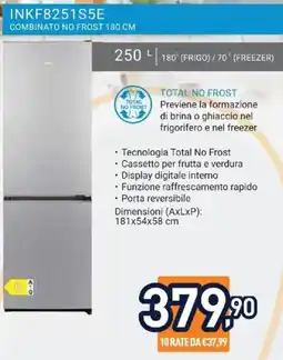 Unieuro INDESIT INKF8251S5E COMBINATO NO FROST 180 CM offerta