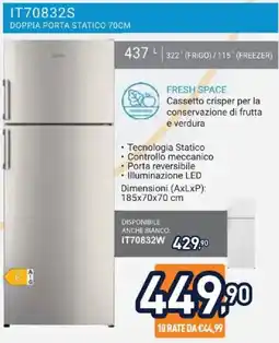 Unieuro INDESIT IT70832S DOPPIA PORTA STATICO 70CM offerta