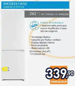 Unieuro INDESIT INKS8261W5E COMBINATO STATICO offerta