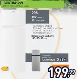 Unieuro IGNIS IG55T0412W DOPPIA PORTA STATICO 55CM offerta