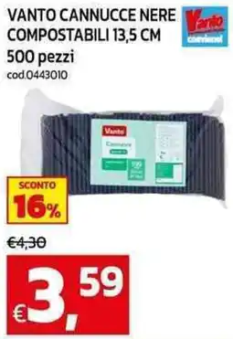 C+C Cash and Carry Vanto cannucce nere compostabili 13,5 cm offerta