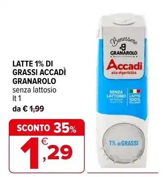 Latte 1% di grassi accadì granarolo senza lattosio