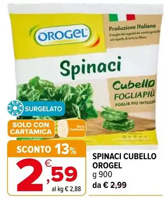 Iperal Spinaci Cubello OROGEL offerta