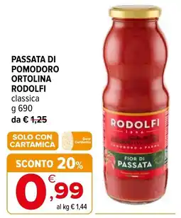 Iperal Passata di pomodoro Ortolina Rodolfi classica offerta