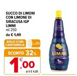 Iperal Succo di limoni con limone di Siracusa IGP LIMMI offerta