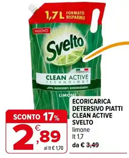 Iperal ECORICARICA DETERSIVO PIATTI CLEAN ACTIVE SVELTO offerta