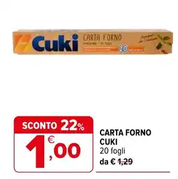 Iperal CARTA FORNO CUKI offerta