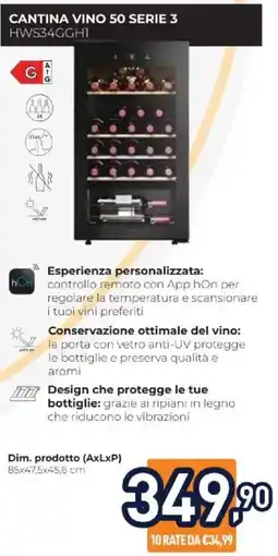 Unieuro Haier CANTINA VINO 50 SERIE 3 HWS34GGH1 offerta