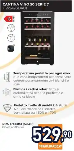 Unieuro Haier CANTINA VINO 50 SERIE 7 HWS42GDAU1 offerta