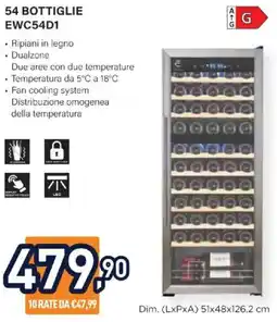 Unieuro Electroline 54 BOTTIGLIE EWC54D1 offerta