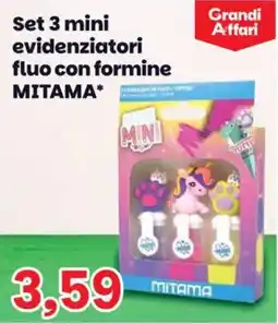 Prix Quality Set 3 mini evidenziatori fluo con formine MITAMA offerta