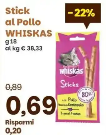 Prix Quality Stick al Pollo WHISKAS offerta