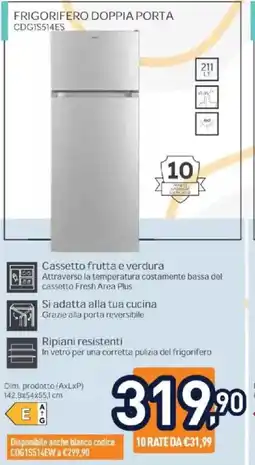 Unieuro CANDY FRIGORIFERO DOPPIA PORTA CDG1S514ES offerta