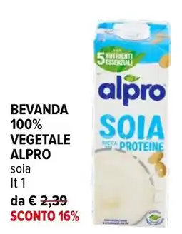 Iperal BEVANDA 100% VEGETALE ALPRO soia offerta