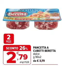 Iperal Pancetta a cubetti Beretta dolce offerta
