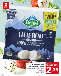 Iperal Mozzarella di latte fieno Brimi offerta