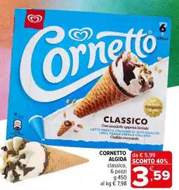 Iperal Cornetto Algida classico offerta